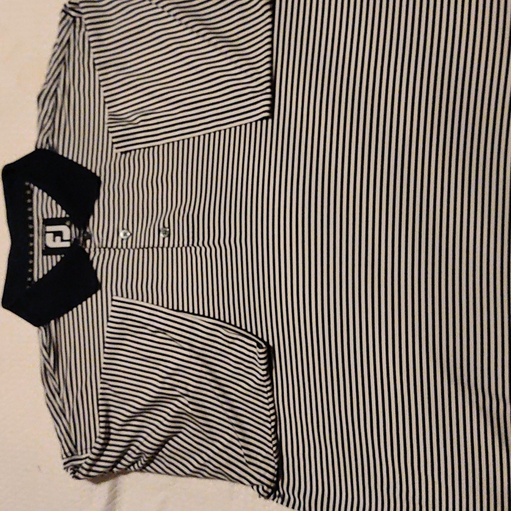 FootJoy Black and White Striped Polo Shirt